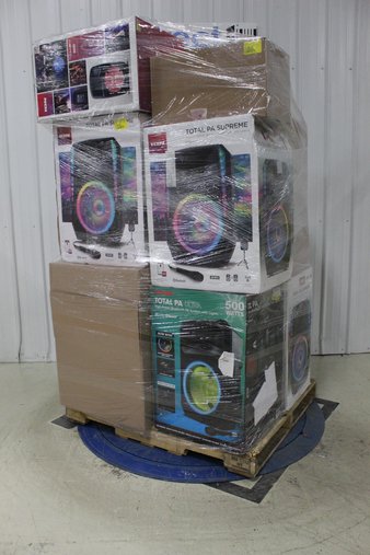 3 Pallets – 51 Pcs – Speakers, Portable Speakers, Home Theatre In a Box – Tested NOT WORKING – Ion, Onn, Samsung, VIZIO
