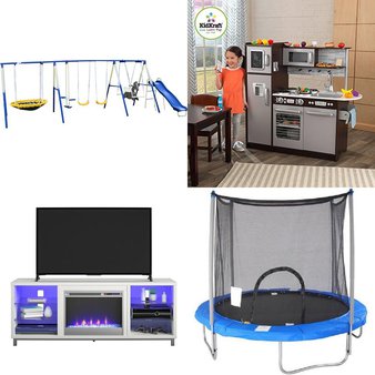 Flash Sale! 1 Pallet – 8 Pcs – Outdoor Play, TV Stands, Wall Mounts & Entertainment Centers, Pretend & Dress-Up, Trampolines – Overstock – Sportspower, Dorel Home Furnishings