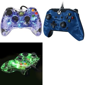 12 Pcs – Microsoft Xbox Controllers – Refurbished (GRADE A) – Models: PL3702BL, Xbox One Wired Controller Blue Camo, PL-3702