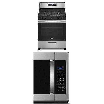 Pallet – 2 Pcs – Ovens / Ranges, Microwaves – WHIRLPOOL – Whirlpool WFG505M0MS 5.1 Cu. Ft. Freestanding Gas Range with Edge to Edge Cooktop – Stainless steel, Whirlpool WMH31017HS Stainless Over-the-Range Microwave, 1.7 Cu Ft, 1000W