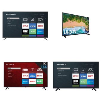 5 Pcs – LED/LCD TVs – Refurbished (GRADE A, No Stand) – Onn, TCL, Samsung