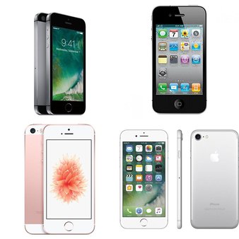 4 Pcs – Apple iPhones – Refurbished (GRADE A, GRADE C – Locked) – Models: MQ4W2LL/A, MQ502LL/A, MD282LL/A, 3C207LL/A