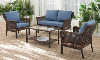 Pallet – Hometrends LG2090-4PC BL Belmont Conversation Set, Blue – Customer Returns – HomeTrends