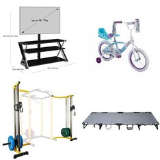 Flash Sale! 3 Pallets - 46 Pcs - TV Stands, Wall Mounts & Entertainment Centers, Patio, Cycling & Bicycles, Camping & Hiking - Customer Returns - Whalen Furniture, Mainstays, Ozark Trail, Huffy
