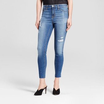 108 Pcs – Mossimo Womens Jeans High Rise Raw Hem Jeggings, Medium Wash 12 – New – Retail Ready