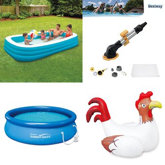 3 Pallets – 51 Pcs – Pools & Water Fun, Action Figures, Hot Tubs & Saunas, Outdoor Sports – Customer Returns – Play Day, PolyGroup, Summer Waves, Bestway