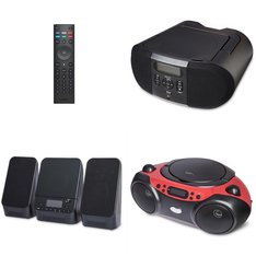 CLEARANCE! 3 Pallets - 461 Pcs - Accessories, Boombox, Shelf Stereo System, Receivers, CD Players, Turntables - Customer Returns - onn., Onn, VIZIO, Wire Trak