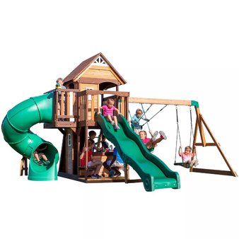 Pallet – Backyard Discovery 85359625 Cedar Cove Swing Set – Open Box Customer Returns – Backyard Discovery