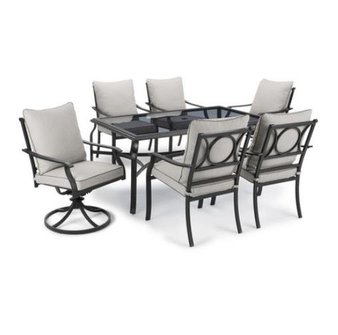 Pallet – homeTrends Newport Dining Set, 19-piece – Open Box Customer Returns – HomeTrends