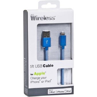 68 Pcs – Just Wireless 05086 Charge and Sync cable for Apple-5ft-Blue – Used – Retail Ready