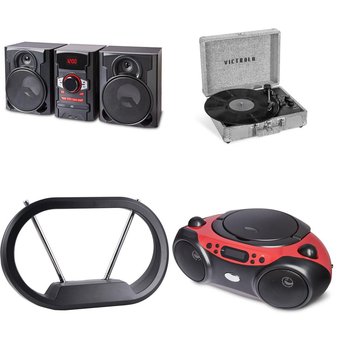 Pallet – 74 Pcs – Accessories, Speakers, Receivers, CD Players, Turntables, Boombox – Customer Returns – onn., Onn, One For All, Victrola