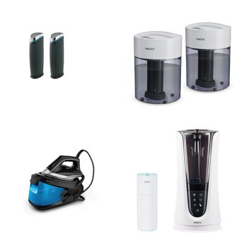 Pallet – 21 Pcs – Humidifiers / De-Humidifiers, Laundry – Customer Returns – HoMedics, Germ Guardian, Rowenta