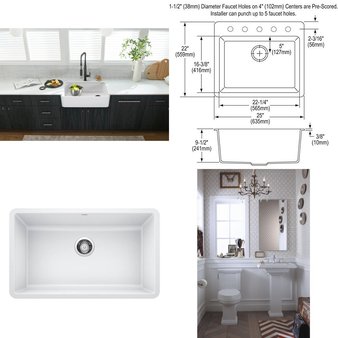 Pallet – 11 Pcs – Kitchen & Bath Fixtures, Hardware – Customer Returns – Kohler, ProFlo, ELKAY, DAYTON (BRAND OF ELKAY)