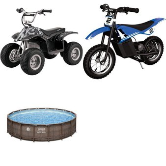 Pallet – 3 Pcs – Vehicles, Pools & Water Fun – Customer Returns – Razor, Coleman