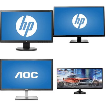 123 Pcs – Computer Monitors – Customer Returns – HP, AOC, DELL, ACER