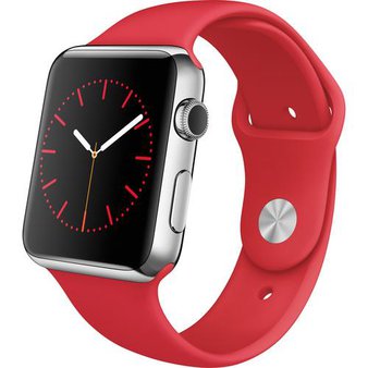 4 Pcs – Refurbished Apple Watch 42mm Stainless Steel Case – Red Sport Band MLLE2LL/A (GRADE A – Original Box) – Smartwatches