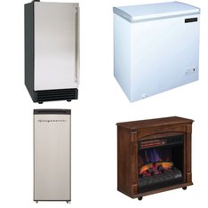 Pallet - 4 Pcs - Freezers, Bar Refrigerators & Water Coolers, Fireplaces - Customer Returns - Thomson, Maxx Ice, ChimneyFree, Frigidaire