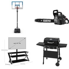 Pallet - 4 Pcs - TV Stands, Wall Mounts & Entertainment Centers, Power Tools, Grills & Outdoor Cooking, Outdoor Sports - Customer Returns - Whalen Furniture, Black Max, Expert Grill, Spalding