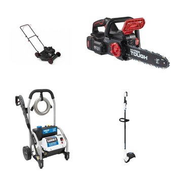CLEARANCE! Pallet – 9 Pcs – Mowers, Hedge Clippers & Chainsaws, Other, Outdoor Play – Customer Returns – Hyper Tough, Hart, Play Day