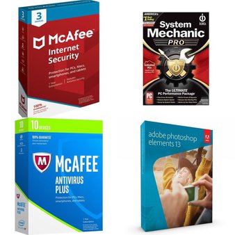 57 Pcs – Computer Software – New, Like New, Used – McAfee, IOLO Technologies, Activision, Adobe