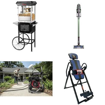 CLEARANCE! 2 Pallets – 12 Pcs – Patio & Outdoor Lighting / Decor, Kitchen & Dining, Pressure Washers, Camping & Hiking – Customer Returns – Great Northern Popcorn, Black Max, Coleman, Keter