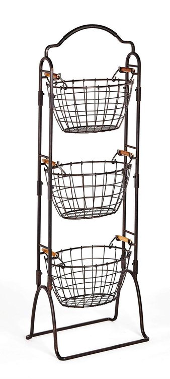 10 Pcs – Member’s Mark DS41968 3 Tier Floor Stand Bushel Basket – New – Retail Ready