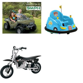 Pallet – 3 Pcs – Vehicles – Customer Returns – COCOMELON, Razor, Microsoft