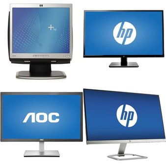 59 Pcs – Computer Monitors – Customer Returns – HP, AOC, AOC International, DELL