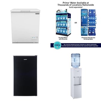 Pallet – 10 Pcs – Bar Refrigerators & Water Coolers, Refrigerators, Freezers, Heaters – Customer Returns – Primo International, Galanz, Frigidaire, Lasko