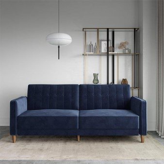 Pallet – Dorel Home Products 2164659 Pin Tufted Transitional Futon, Blue Velvet – Open Box Customer Returns – Dorel Home Products