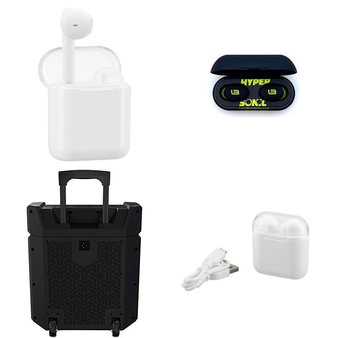 Pallet – 73 Pcs – In Ear Headphones, Portable Speakers, Powered – Customer Returns – Onn, Blackweb, ION Electronics, LINEARFLUX