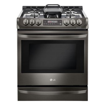 Lowes – Pallet – LG Electronics LSG4513BD 6.3 cu. ft. Slide-In Gas Range with ProBake Convection Oven in Black Stainless Steel – New Damaged Box (Scratch & Dent)