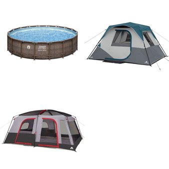 Pallet – 3 Pcs – Camping & Hiking, Pools & Water Fun – Customer Returns – Ozark Trail, Coleman