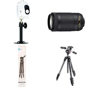 44 Pcs – Camera Accessories – Used, New, Like New, New Damaged Box – Onn, GoPro, Nikon, Netgear