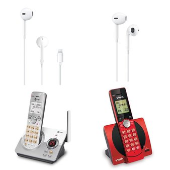 DAILY DEAL! 1 Pallet – 643 Pcs – Cordless / Corded Phones, In Ear Headphones, Other, Cases – Untested Customer Returns – Apple, VTECH, AT&T, Onn