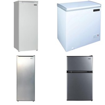 Pallet – 6 Pcs – Freezers, Bar Refrigerators & Water Coolers, Refrigerators – Customer Returns – Primo, Thomson, Arctic King, Frigidaire