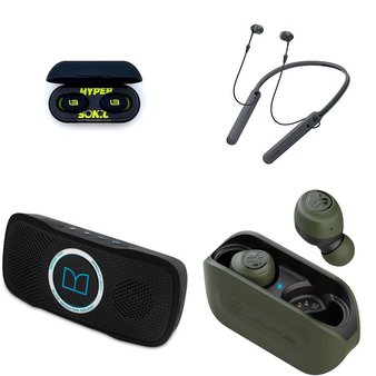 Pallet – 22 Pcs – In Ear Headphones, Powered, Portable Speakers – Customer Returns – LINEARFLUX, Sony, Monster, Razor
