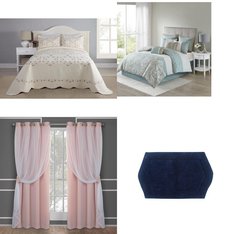 6 Pallets - 1411 Pcs - Curtains & Window Coverings, Bath, Decor, Sheets, Pillowcases & Bed Skirts - Mixed Conditions - Sun Zero, HOME EXPRESSIONS, Madison Park, Asstd National Brand