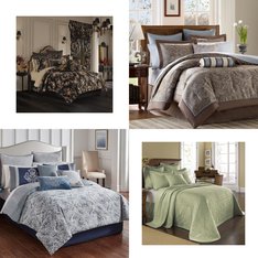 6 Pallets - 327 Pcs - Curtains & Window Coverings, Bedding Sets, Sheets, Pillowcases & Bed Skirts, Blankets, Throws & Quilts - Mixed Conditions - Eclipse, Fieldcrest, Madison Park, Casual Comfort