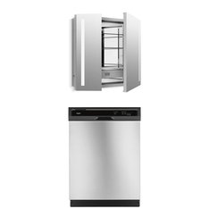 Pallet - 2 Pcs - Storage & Organization, Dishwashers - Kohler, WHIRLPOOL - KOHLER K-99009-TLC-NA Verdera 34-in x 30-in Rectangle Surface/Recessed Mirrored Medicine Cabinet with Outlet and Lights, Whirlpool - 24
