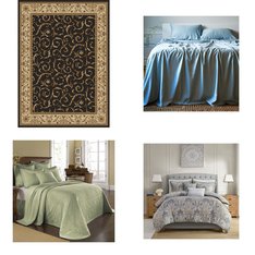 6 Pallets - 506 Pcs - Curtains & Window Coverings, Rugs & Mats, Sheets, Pillowcases & Bed Skirts, Bedding Sets - Mixed Conditions - Unmanifested Home, Window, and Rugs, Madison Park, Fieldcrest, Eclipse