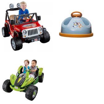 Pallet – 3 Pcs – Vehicles – Customer Returns – Power Wheels, Fisher-Price, Sakar