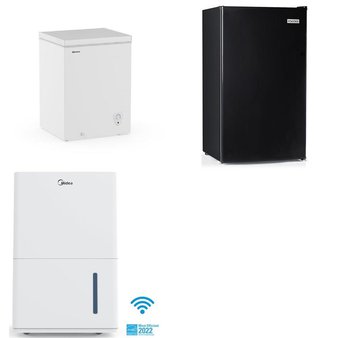 CLEARANCE! 1 Pallet – 3 Pcs – Refrigerators, Freezers, Humidifiers / De-Humidifiers – Customer Returns – Igloo, HISENSE, Midea