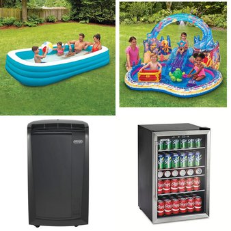 3 Pallets – 85 Pcs – Pools & Water Fun, Fans, Air Conditioners, Outdoor Sports – Customer Returns – Play Day, Lasko, SwimSchool, De’Longhi