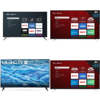 Pallet – 10 Pcs – TVs – Tested NOT WORKING (Cracked Display) – Onn, TCL, LG, HISENSE